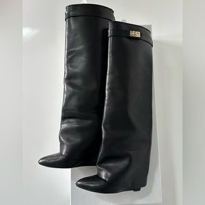 GIVENCHY Shark Tooth Black Leather Boots Sz 7- 7.5 Women's - Sold Out in Stores!